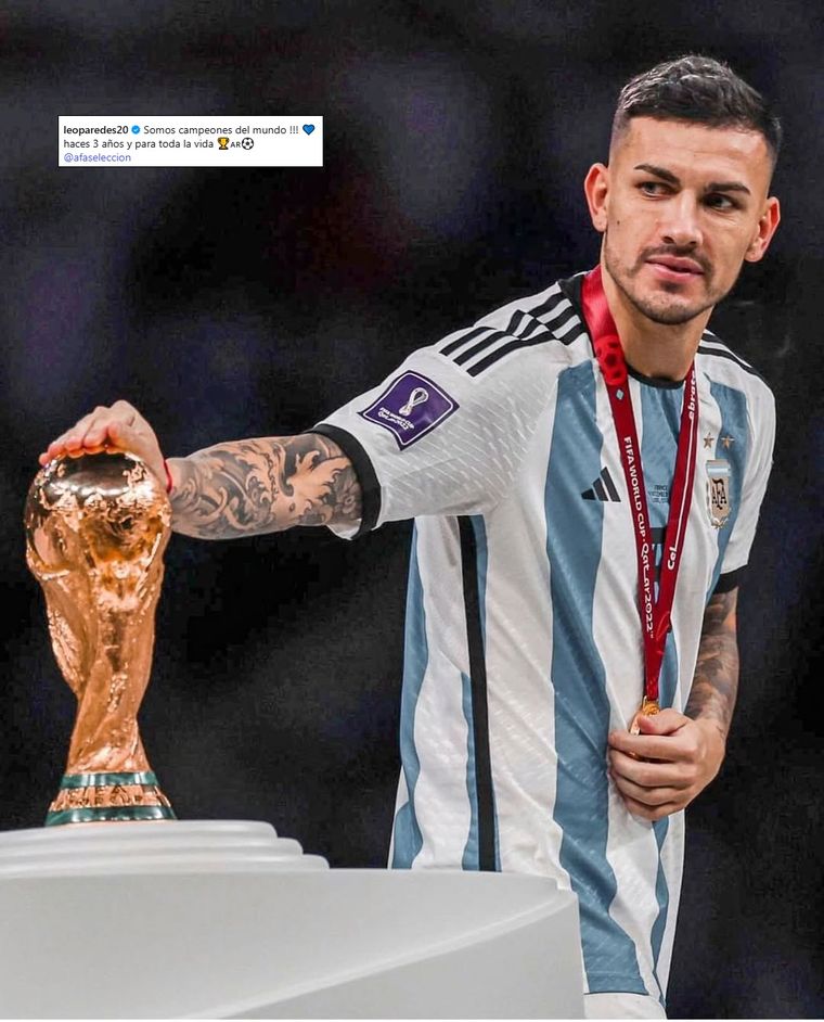 El recuerdo de Paredes por los tres años del título obtenido en Qatar. El recuerdo de Paredes por los tres años del título obtenido en Qatar.