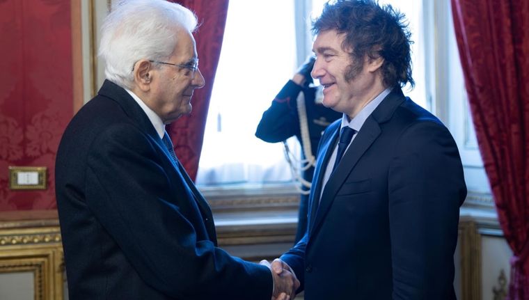 Milei, junto a Sergio Mattarella. Foto: Presidencia de Italia