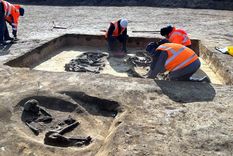 Un equipo de arqueólogos alemanes trabaja en el sitio descubierto Foto: Oficina Estatal de Gestión del Patrimonio y Arqueología de Sajonia-Anhalt