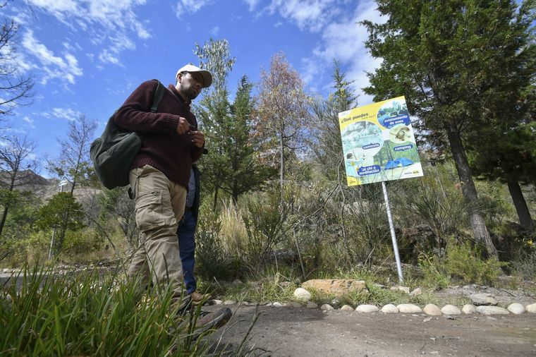 Visitantes recorren el bosquecillo de Auquisamaña, el 12 de mayo de 2023, en La Paz (Bolivia). Descubrir la biodiversidad y promover la conservación de la flora y fauna en medio de las calles de cemento es el compromiso de los ciudadanos de La Paz, urbe bicampeona en el reto mundial Ciudad Naturaleza, al que se sumaron unos 3.000 bolivianos para incentivar la conciencia ambiental en las ciudades.  Foto: EFE/Stringer