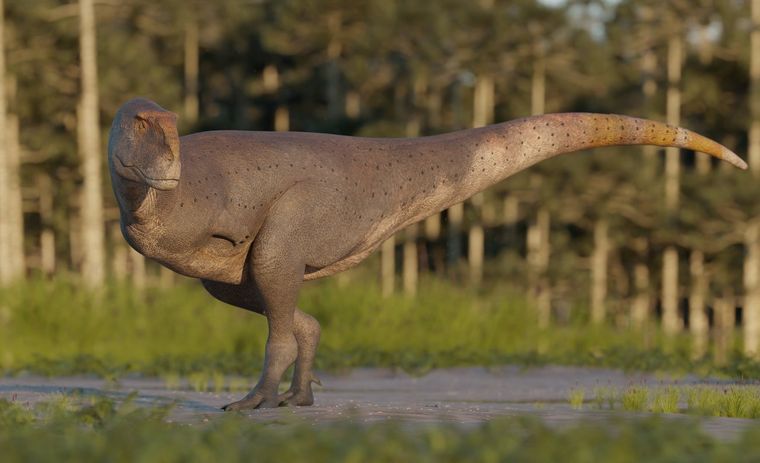 Reconstrucción en vida del nuevo dinosaurio Koleken inakayali hecha por Gabriel Díaz Yantén para el Museo Paleontológico de Chubut Foto: Museo Paleontológico Egidio Feruglio