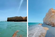 El color turquesa de esta playa ha sorprendido a los usuarios de las redes sociales Foto: Capturas de video