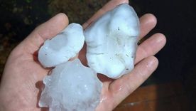 Vecinos registraron imágenes del granizo de gran tamaño que cayó durante una breve pero violenta tormenta. Vecinos registraron imágenes del granizo de gran tamaño que cayó durante una breve pero violenta tormenta.