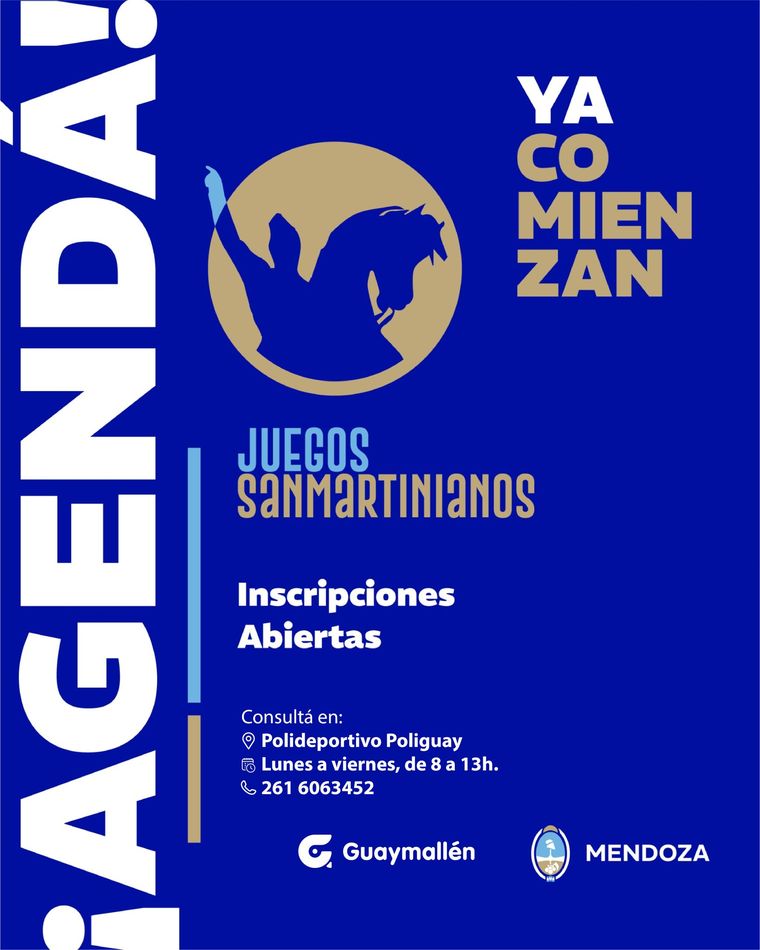 Juegos Sanmartinianos: cómo inscribirse en Guaymallén para llegar a los Juegos Evita. Juegos Sanmartinianos: cómo inscribirse en Guaymallén para llegar a los Juegos Evita.