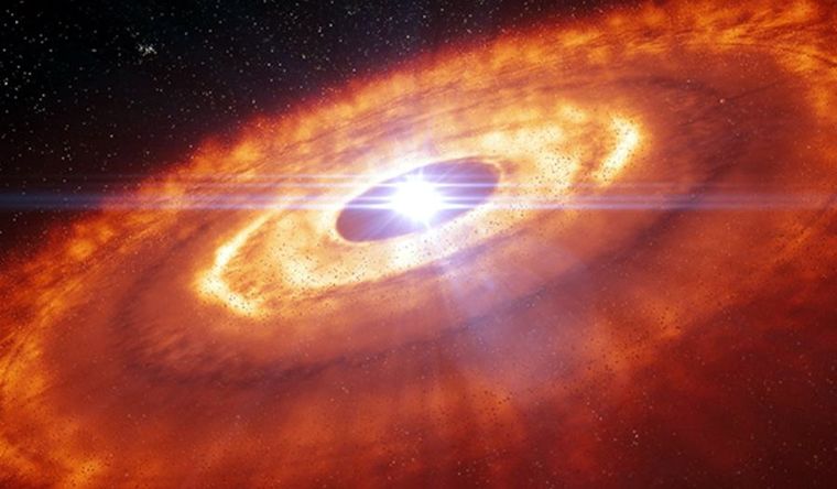 La impresión de un artista muestra una estrella joven rodeada por un disco protoplanetario. Foto: Dpa.