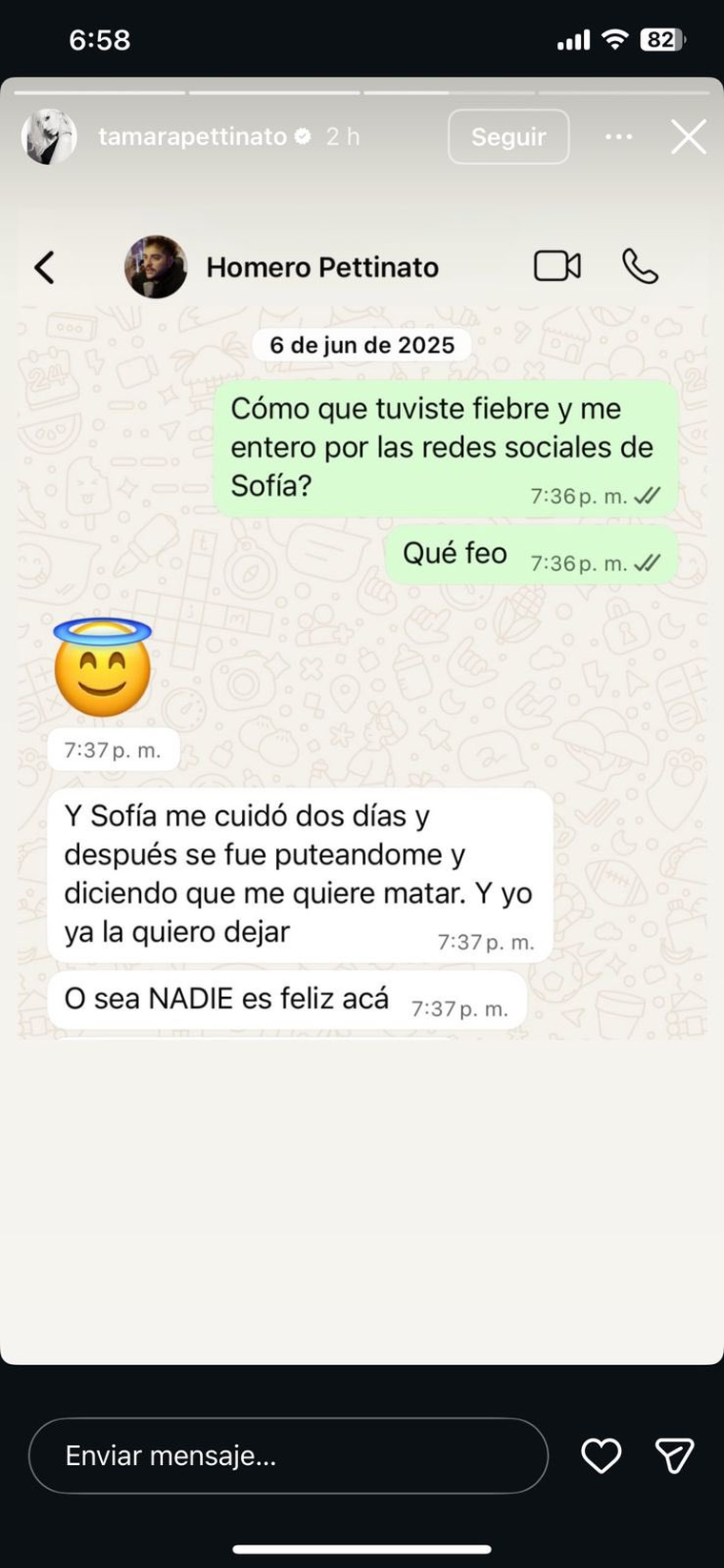 Tamara expuso y Sofía está complicada. Créditos: Instagram Tamara expuso y Sofía está complicada. Créditos: Instagram