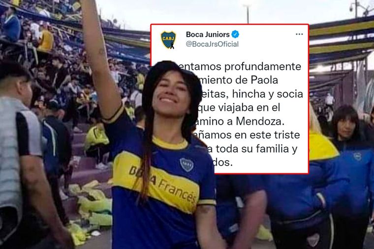 Boca lamentó el fallecimiento de Paola Freitas, la hincha que perdió la vida en el accidente camino a Mendoza.