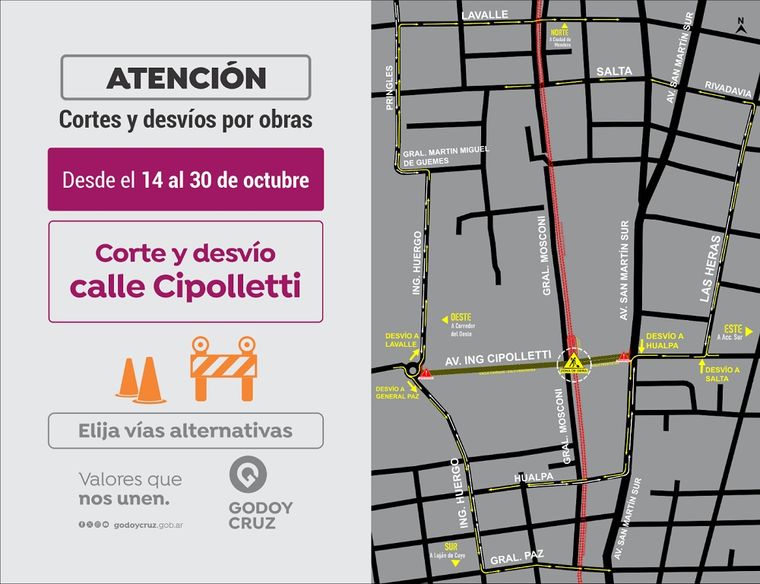 Desvíos y recomendaciones por trabajos del Metrotranvía en Godoy Cruz. Desvíos y recomendaciones por trabajos del Metrotranvía en Godoy Cruz.