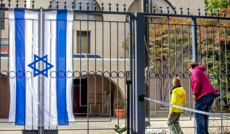 La embajada israelí en la capital de EEUU, escenario de la inmolación del soldado. Foto: Efe.