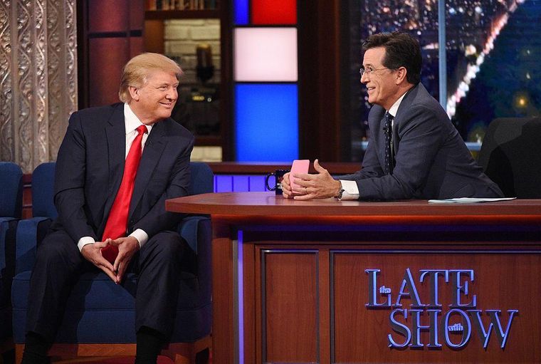 Colbert entrevistó a Trump en 2015, cuando era aún candidato en la primaria republicana para la elección de 2016.