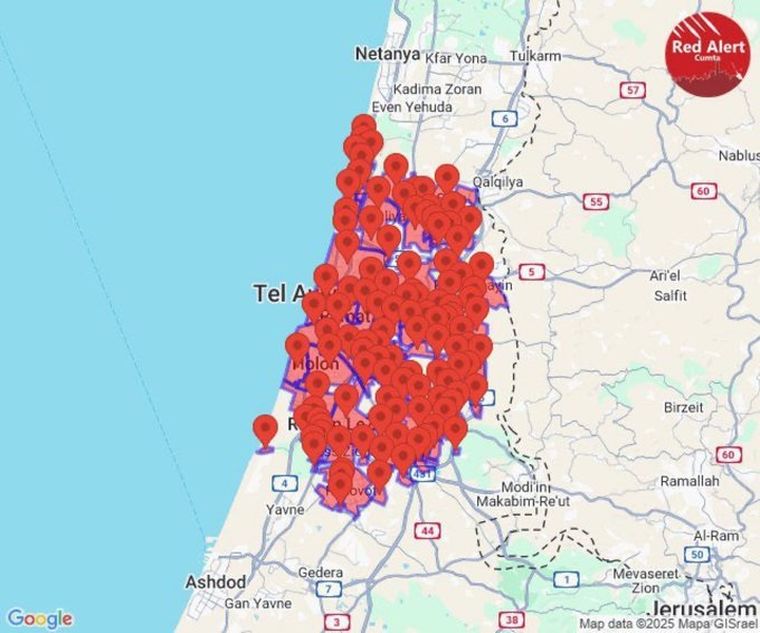 Se activaron alarmas de manera simultánea en decenas de comunidades de Israel Se activaron alarmas de manera simultánea en decenas de comunidades de Israel