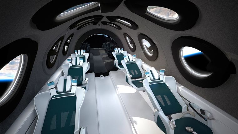 La cabina de la nave SpaceShipTwo modelo VSS Unity de la compañía Virgin Galactic Foto: RT