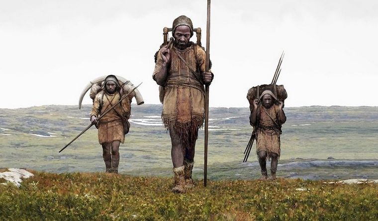 Reconstrucción artística de un grupo de cazadores-recolectores de la Edad del Hielo. Foto: Dpa.