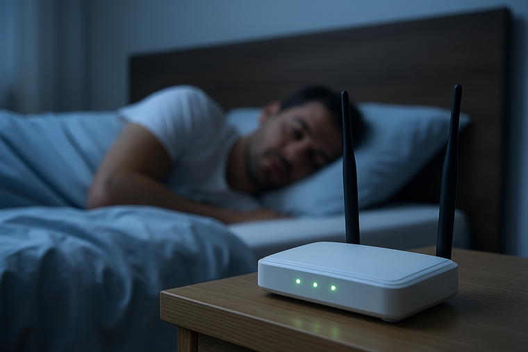 Dormir con el router WiFi encendido no es peligroso, pero mantenerlo demasiado cerca del cuerpo podría interferir en la calidad del sueño.
