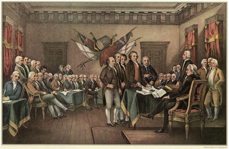 El acta de independencia de las 13 colonias americanas unidas se firmó en Filadelfia.