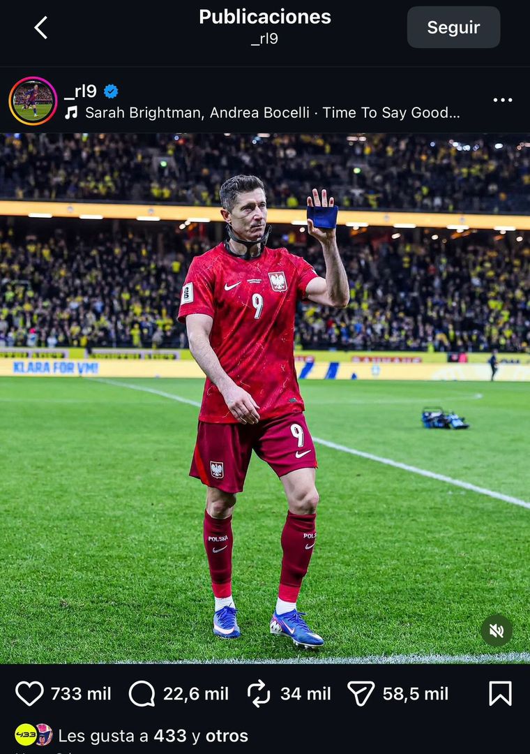 La publicación con la que Robert Lewandowski habría anunciado su retiro de la Selección de Polonia. La publicación con la que Robert Lewandowski habría anunciado su retiro de la Selección de Polonia.