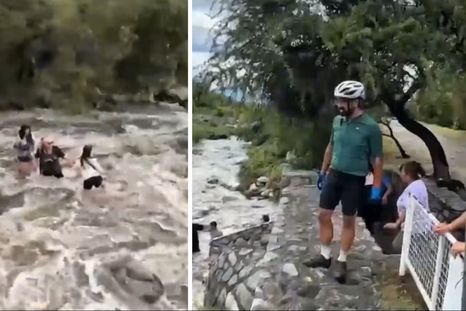 El ministro de Turismo de San Luis rescató a un grupo de turistas atrapadas por la creciente del arroyo Los Molles.