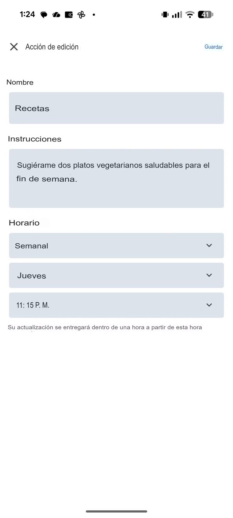 Gestión de comidas: el asistente entrega sugerencias saludables y listas de compras automáticas cada viernes por la noche. Gestión de comidas: el asistente entrega sugerencias saludables y listas de compras automáticas cada viernes por la noche.