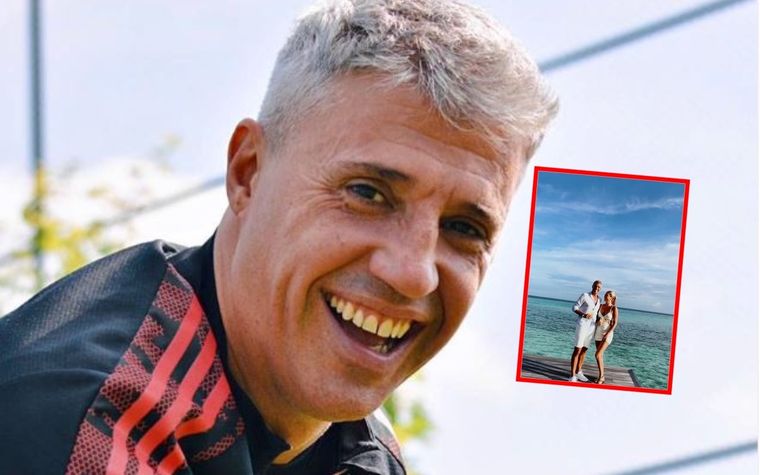 Enamorado El ex delantero de la Selección se muestra feliz con su novia.