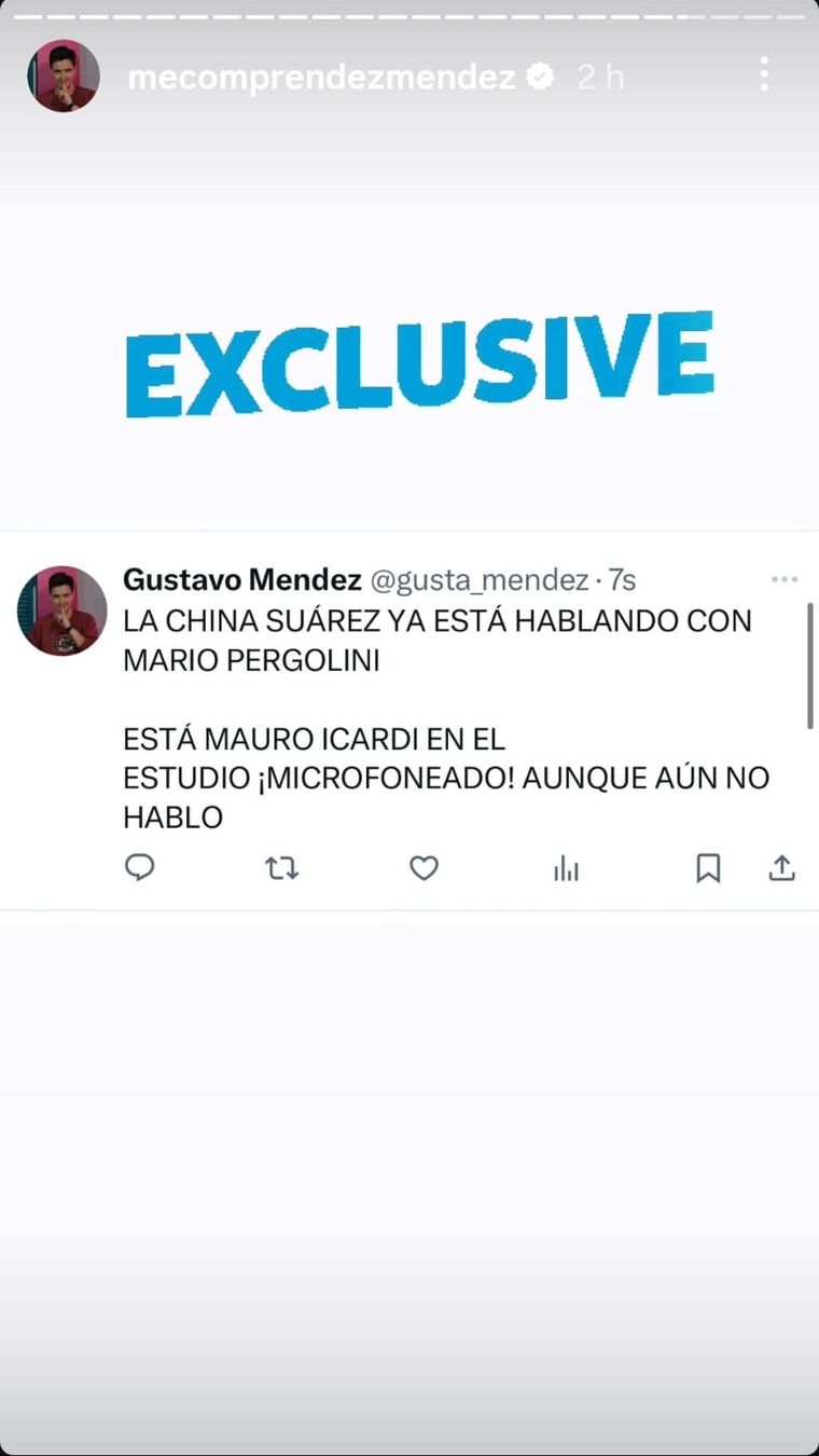 El periodista reveló que Mauro Icardi estaba sentado junto a la China para ser entrevistado. El periodista reveló que Mauro Icardi estaba sentado junto a la China para ser entrevistado.