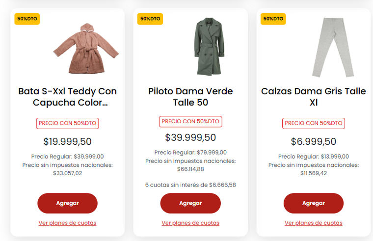 La ropa de mujer con descuento. La ropa de mujer con descuento.