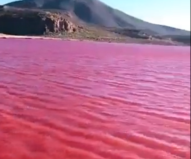 El legendario río se tiñó de color rojo Foto: Captura de video