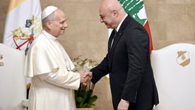 El Papa León XIV durante una visita de cortesía al presidente de Líbano, Joseph Aoun. Foto Efe