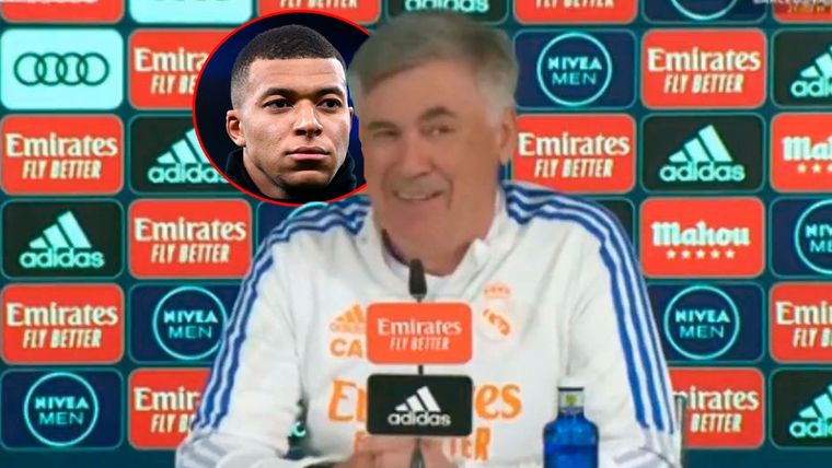 Ancelotti esquivó las preguntas sobre la posible llegada de Mbappé al Real Madrid.