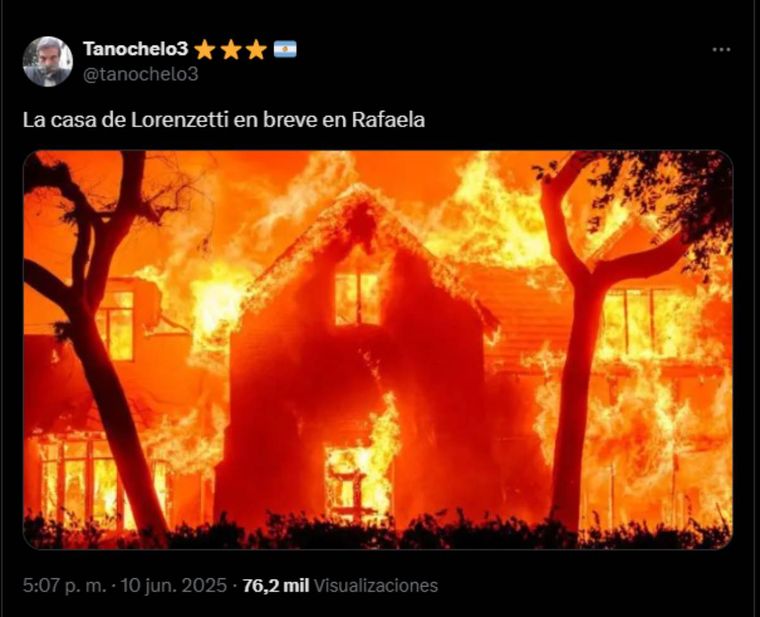 Uno de los posteos amenazantes contra Lorenzetti. Uno de los posteos amenazantes contra Lorenzetti.