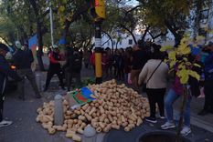 La protesta realizada este miércoles en la mañana. Foto: Federico Lagiglia