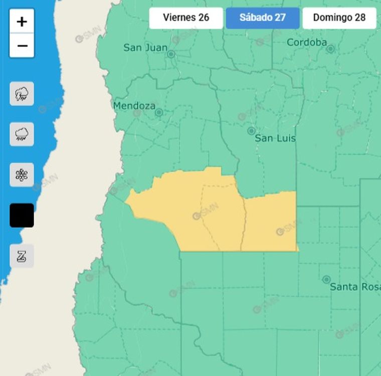 El SMN emitió un alerta por vientos fuertes para este sábado en Mendoza. El SMN emitió un alerta por vientos fuertes para este sábado en Mendoza.
