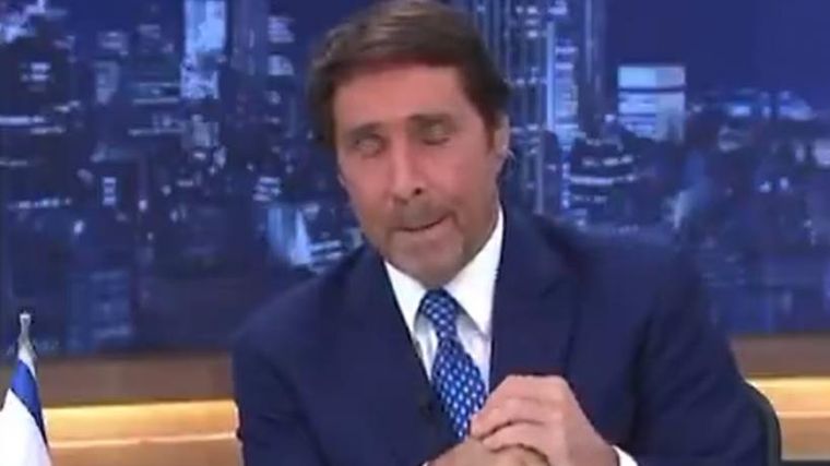 Eduardo Feinmann y un momento de tensión en vivo. Foto: Captura de video A24.