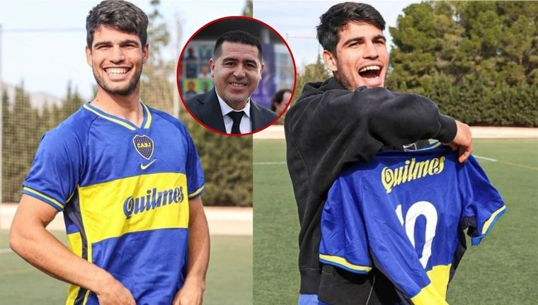 El tenista español jugó un partido de fútbol amateur en su tierra natal y apareció con la camiseta con la JR10 inmortalizó el Topo Gigio. Foto: NA y @BocaJrsOficial