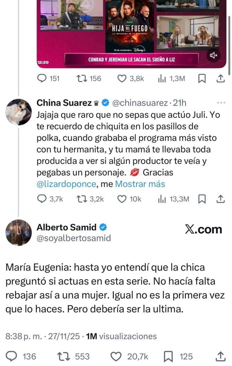 La China Suárez atacó a Julieta Poggio en su cuenta de X. La China Suárez atacó a Julieta Poggio en su cuenta de X.