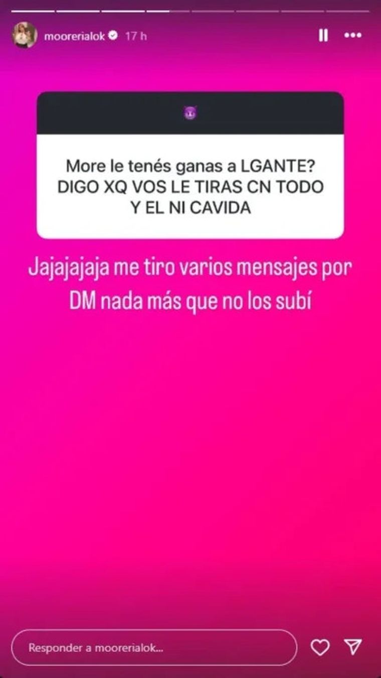 Morena Rial le respondió a una seguidora sobre su relación con el referente del RKT. Morena Rial le respondió a una seguidora sobre su relación con el referente del RKT.