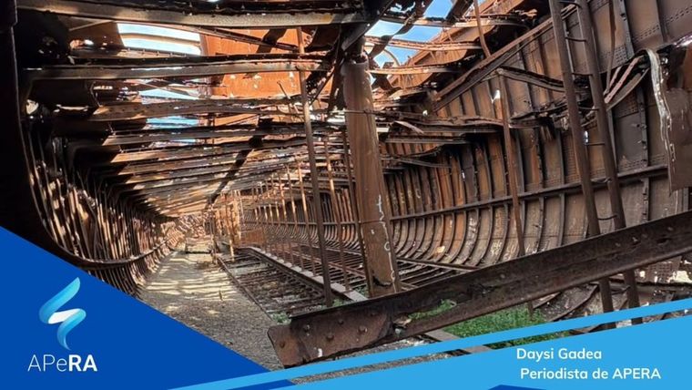 Los restos de un buque de guerra oxidado en las Islas Malvinas. Los restos de un buque de guerra oxidado en las Islas Malvinas.