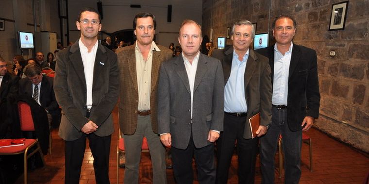 Cinco de los diez bodegueros que hoy forman parte del programa: Fabián Peña, Pedro Carricondo, Carlos Crotta, Jorge Palazzo y Omar Beamonte. Foto: Alf Ponce / MDZ