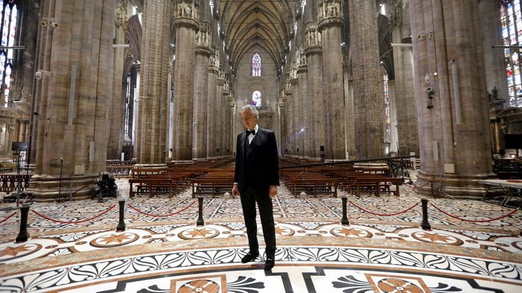 Andrea Bocelli, en la catedral de Milán.