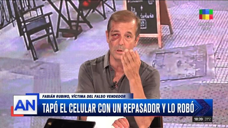 Fabián Rubino atravesó un dramático momento luego de que niño le quitara su celular. Foto: Captura TV