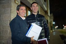 Andrés Lombardi, presidente de la UCR y Facundo Correa Llano, presdiente de La Libertad Avanza en Mendoza.&nbsp;
