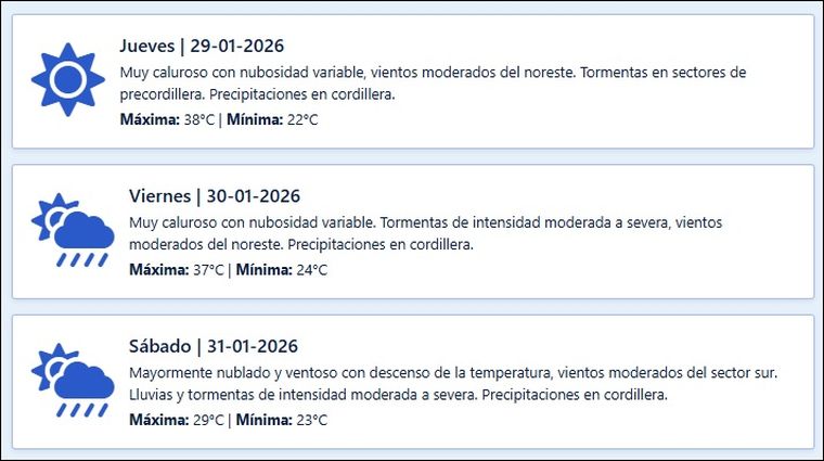 El pronóstico de Contingencias Climáticas para los próximos días en Mendoza. El pronóstico de Contingencias Climáticas para los próximos días en Mendoza.