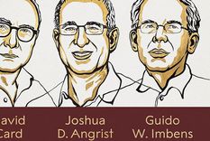 Los tres ganadores del Nobel de Economía. Foto: Niklas Elmehed | Instituto Karolinska