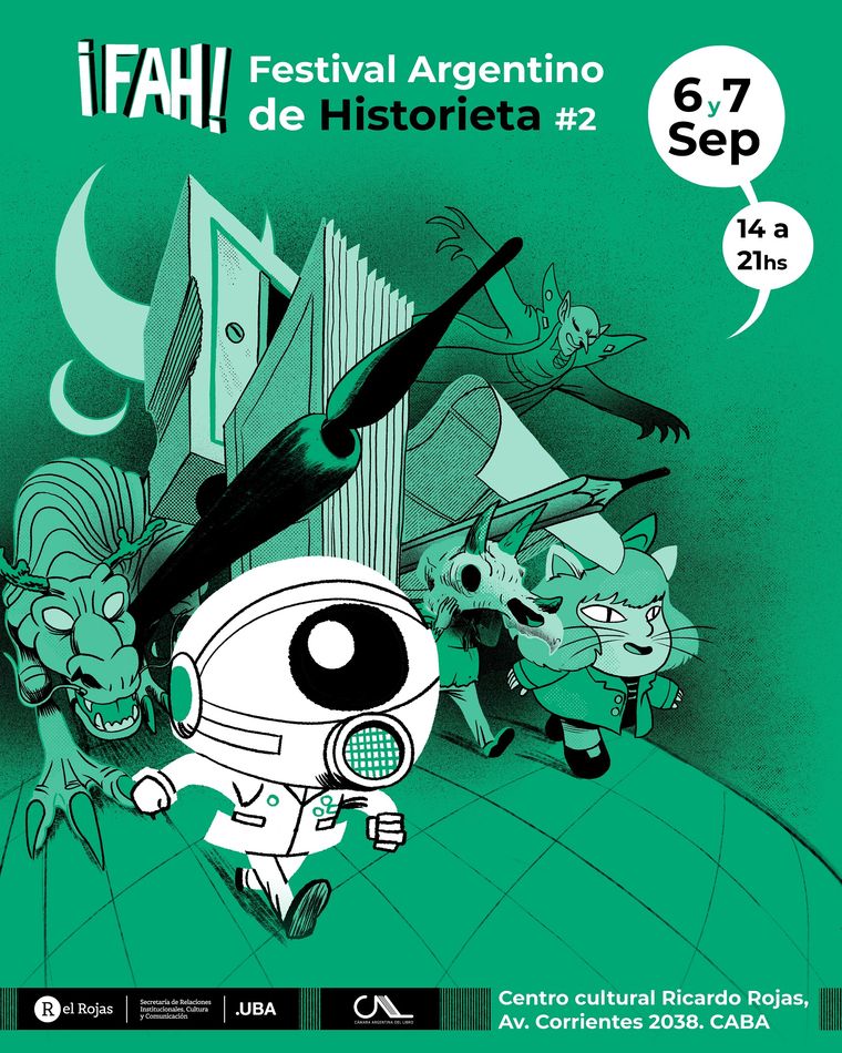 El Festival Argentino de Historieta 2025 tendrá lugar el sábado 6 y el domingo 7 de septiembre, de 14 a 21 horas en el Centro Cultural Ricardo Rojas. 