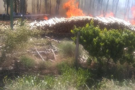 Cuantiosas pérdidas tras un incendio en una maderera de Luján