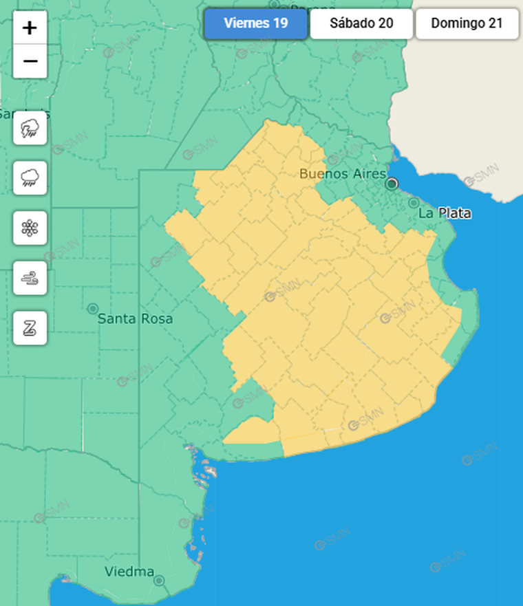Los partidos bonaerenses bajo alerta amarilla por tormentas. Los partidos bonaerenses bajo alerta amarilla por tormentas.