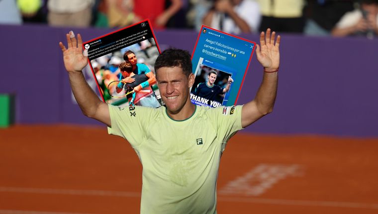 Schwartzman recibió mensajes de despedida de leyendas como Djokovic y Nadal. Foto: EFE y capturas de @RafaelNadal y @DjokerNole
