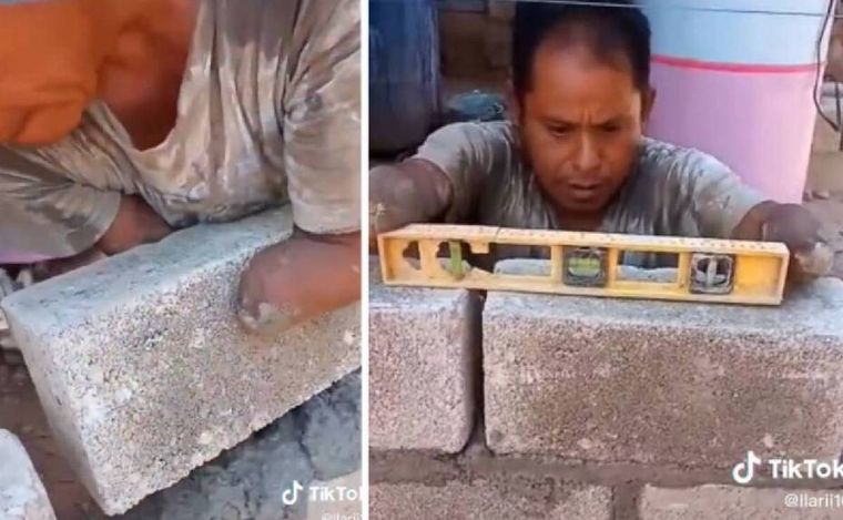 El video del albañil sin extremidades se viralizó en TikTok y se volvió un símbolo de esfuerzo y perseverancia Foto: Tik Tok @llarii16