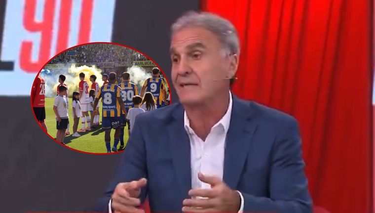 Oscar Ruggeri se pronunció en contra del pasillo de espaldas que hicieron los jugadores de Estudiantes de La Plata a sus pares de Rosario Central. Foto: captura de TV y Fotobaires.&nbsp;