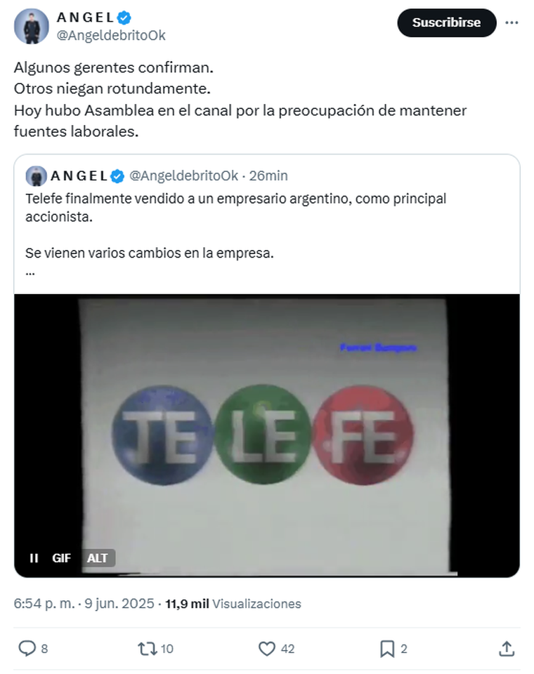 La información que compartió Ángel de Brito. Foto: X/ @AngeldebritoOk. La información que compartió Ángel de Brito. Foto: X/ @AngeldebritoOk.