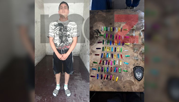 El dealer de drogas que fue detenido la tarde del martes en Las Heras.&nbsp;